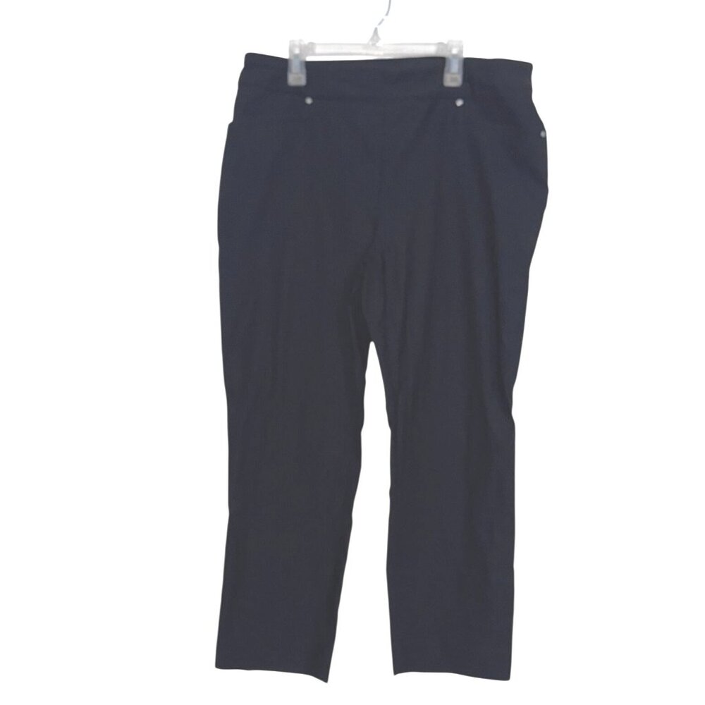 Hilary Radley Womens Black Stretch Pull-On Pants L